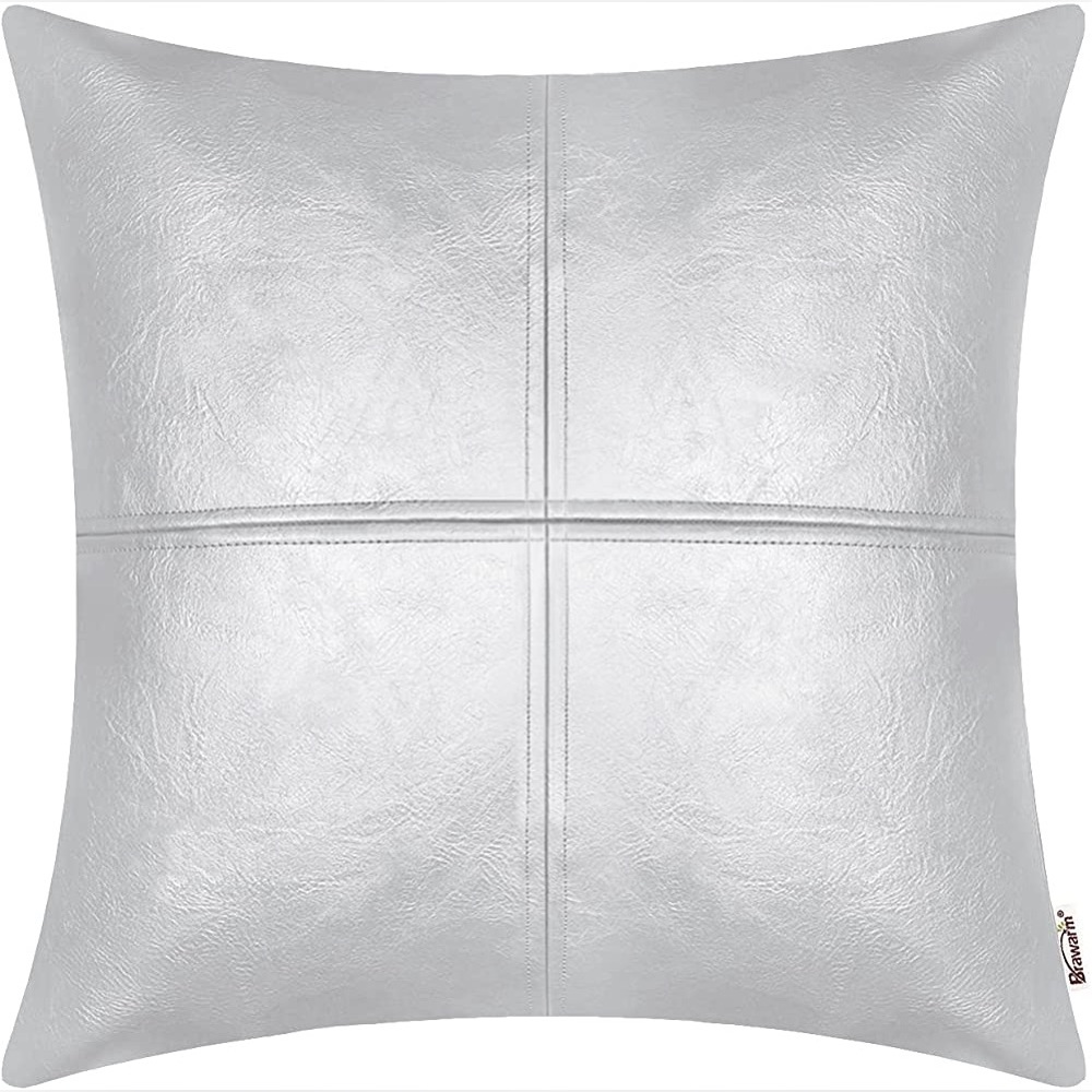 Thick hand stitched faux leather pillow cover, in original packaging, nwot